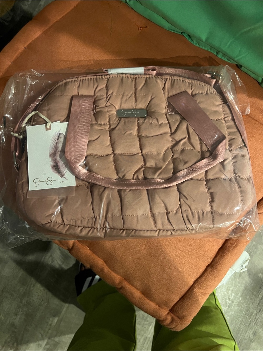 Jessica Simpson Quilted Dusty Rose lunch bag with Handles